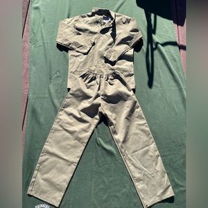 ScentLok Tan Two Piece Set Long Sleeve Partial Button Top Elastic Waist Pants M